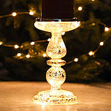 Скляний новорічний свічник з LED-підсвіткою "Закат" 32 см, фото 5