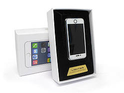 Акумуляторна електро імпульсна спіральна USB запальничка S-005 у вигляді Айфона в подарунковій упаковці