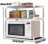 Настільний кухонний стелаж під мікрохвильовку з полицями для посуду спецій, Етажерка для мікрохвильовки 2 яруси, фото 2