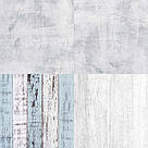 Вініловий фон 3D кутовий, світла потерта стіна, підлога біла дошка і блакитне дерево, 50×50 см, №58028, фото 3