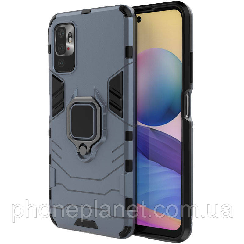Ударостійкий чохол Transformer Ring for Magnet для Xiaomi Redmi Note 10 5G/Poco M3 Pro TPU+PC, Кільце-тримач, Сірий / Metal slate