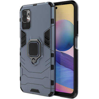 Ударостійкий чохол Transformer Ring for Magnet для Xiaomi Redmi Note 10 5G/Poco M3 Pro TPU+PC, Кільце-тримач, Сірий / Metal slate