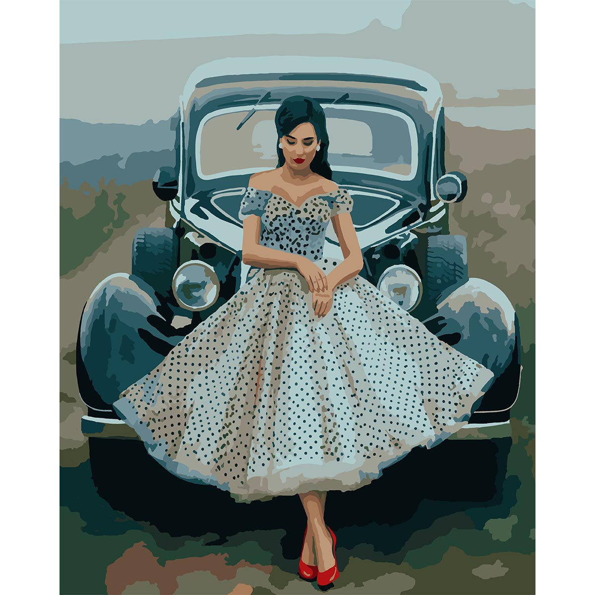 Набір, картина за номерами "Дівчина в стилі ретро", 40*50 см., SANTI