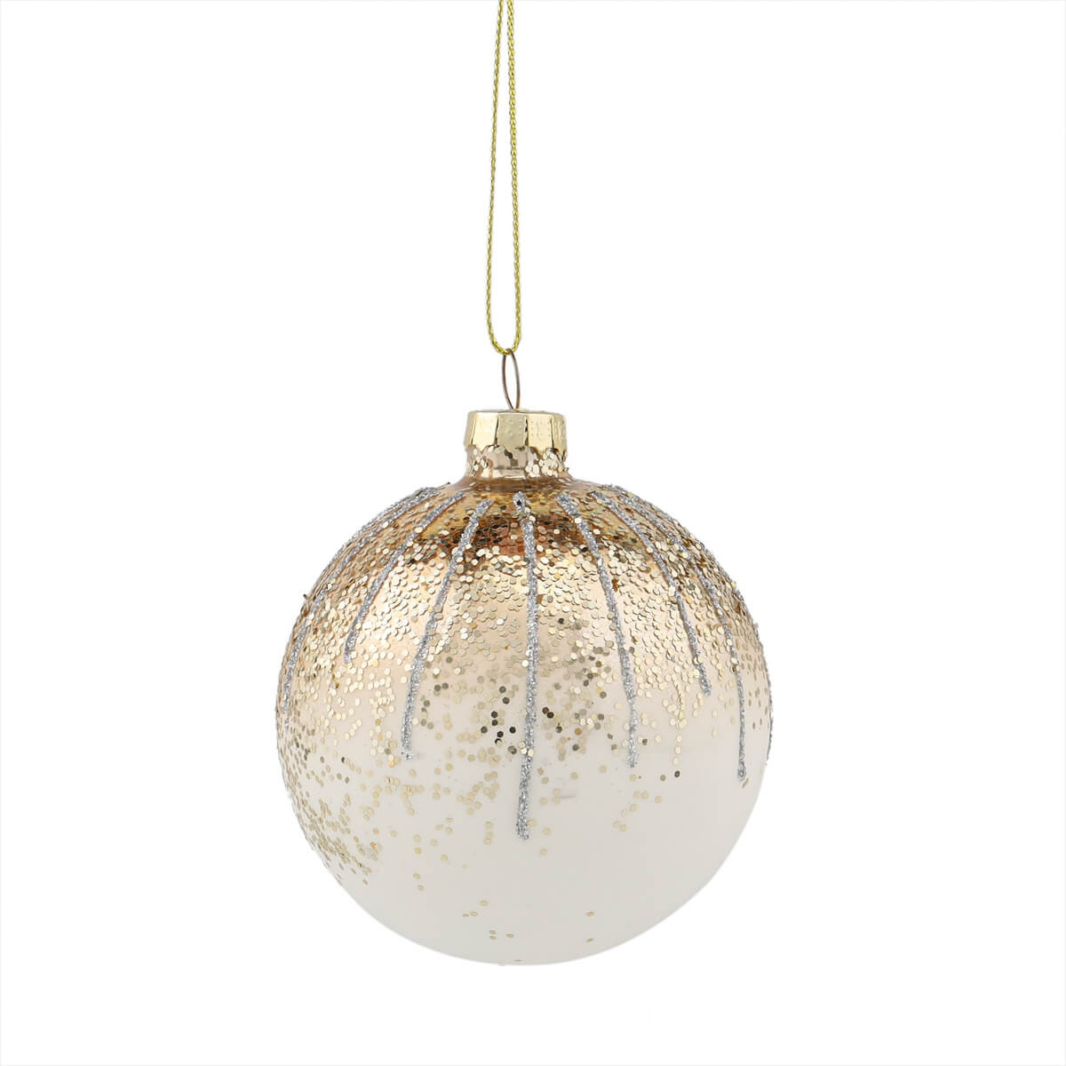 Новорічні іграшки на ялинку, скляні кулі "Розсип" 8 см, набір 6 шт., фото 1