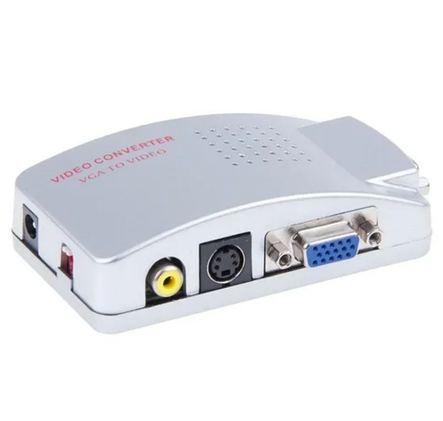 Конвертор AV в VGA TCOM, гніздо VGA — гніздо VGA, гніздо RCA, гніздо S-video, шнури, фото 1