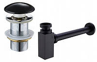 Сифон Mexen чорний керамічний + донний клапан з клік-клак без переливання