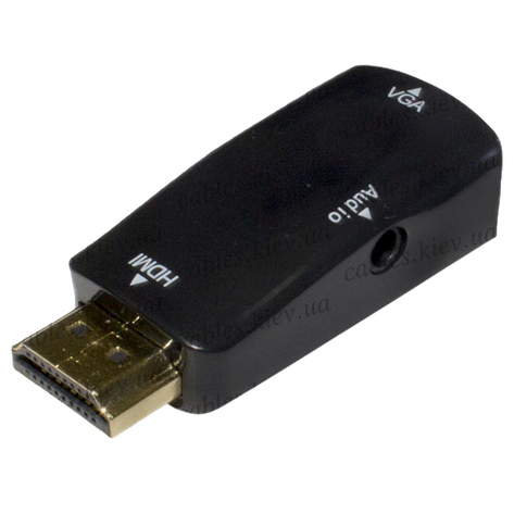 Конвертор HDMI в VGA + аудіо TCOM, штекер HDMI — гніздо VGA, фото 1
