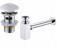 Сифон Mexen білий керамічний + донний клапан з клік-клак з переливанням