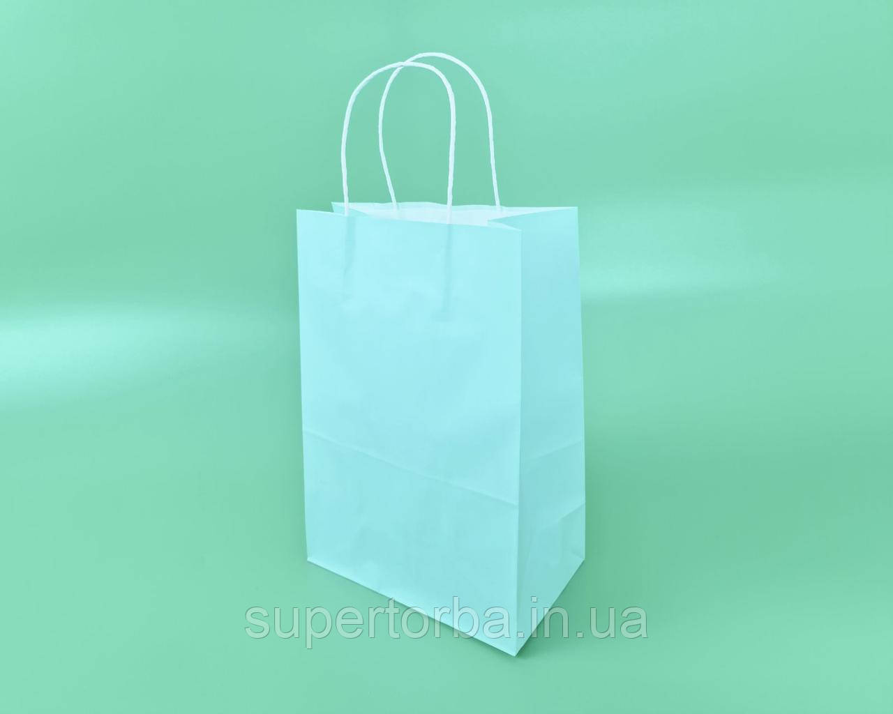 Пакет із ручками паперовий 28*19*11,5 ЗЕЛЕНИЙ (25 шт.), фото 1