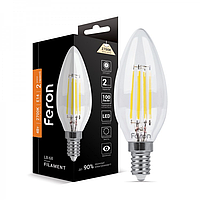 Светодиодная LED лампа Feron LB-68 4W Е14 C37 свеча Filament 400Lm 2700K/4000K диммируемая