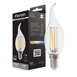 Світлодіодна LED-лампа Feron LB-69 4W Е14 CF37-свічка на вітрі Filament 400 Lm 2700K/4000K димована