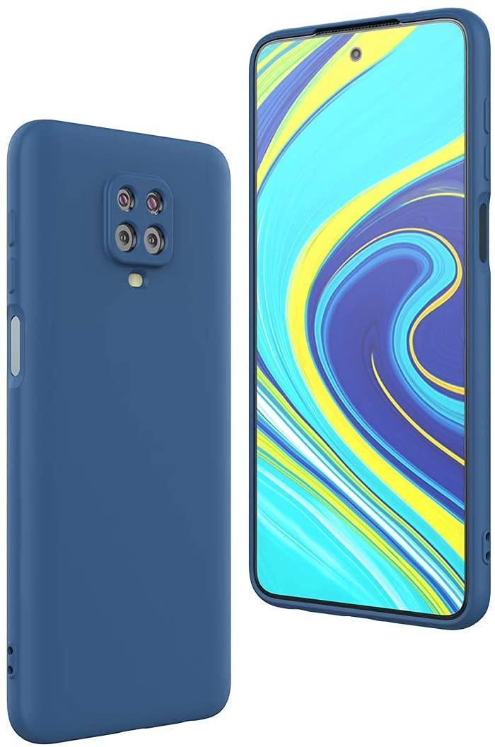 Силіконовий чохол із мікрофіброю для Xiaomi Redmi Note 9 Pro синій матовий софт тач