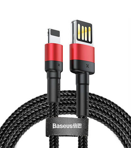 Кабель для зарядки телефона/ смартфона Baseus USB-Lightning 2.4 А 1 м Чорний/ Червоний (CALKLF-G91), фото 1