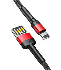 Кабель для зарядки телефона/ смартфона Baseus USB-Lightning 2.4 А 1 м Чорний/ Червоний (CALKLF-G91), фото 3