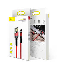 Кабель для зарядки телефона/ смартфона Baseus USB-Lightning 2.4 А 1 м Чорний/ Червоний (CALKLF-G91), фото 6