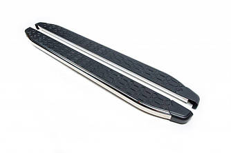 Бокові пороги,підніжки Black Line (2 шт., алюміній) Коротка база для мод. Nissan NV400 2010↗ рр.