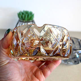 Масивна перламутрова скляна попільничка під кришталь Брістоль Амбер 12,5 см, фото 2
