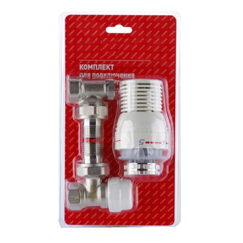 KP1/2" комплект для підключення радіатора (кутовий) з термоголовкою 1320, фото 1