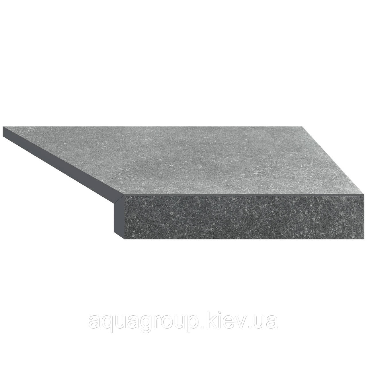 Aquaviva Кутовий Г-подібний елемент бортової плитки Aquaviva Granito Gray, 595x345x50 (20) мм (правий/45°)
