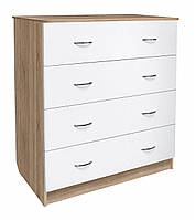 Комод Оскар 4 ящики МАКСІ-Меблі Дуб сонома/Білий гладкий (10830)