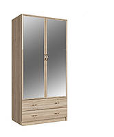 Шкаф плательный серии Барбара 0,9м. (зеркальный, 2 ящика) МАКСИ-МЕбель Дуб сонома (10894)