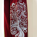 Вишите плаття "Ольга" (бордовий льон) з білою вишивкою, фото 4