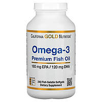 Премиум Омега 3 рыбий жир California Gold Nutrition Omega 3 240 желатиновых мягких таблеток