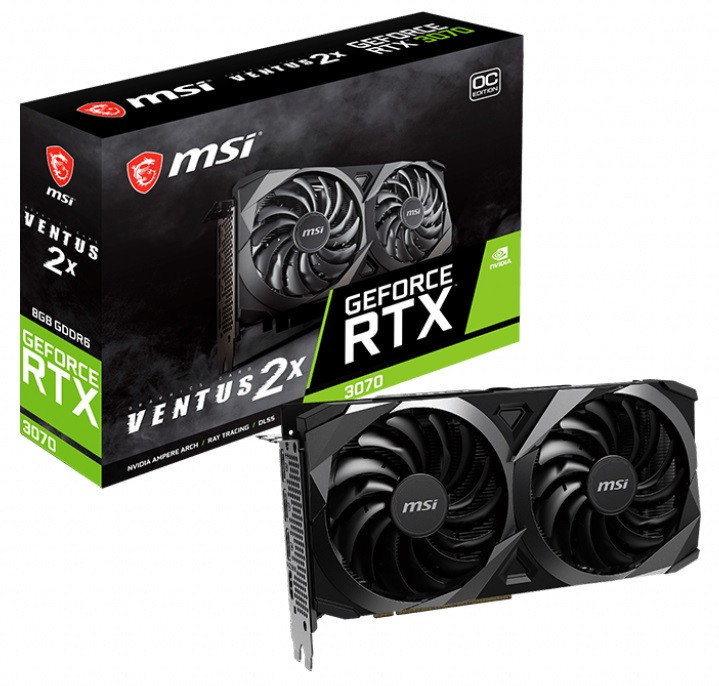 Видеокарта GeForce RTX 3070 MSI VENTUS 2X OC (Limited Hash Rate) 8Gb GDDR6 - фото 1 - id-p1499301029