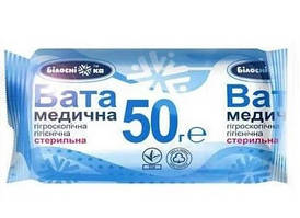 Вата медична гігієнічна стерильна ТМ "Білосніжка", рулон 50 г