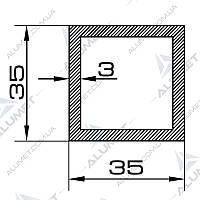 Труба алюмінієва 35х35х3 мм без покриття