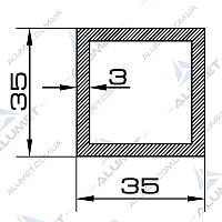 Труба алюмінієва 35х35х3 мм без покриття