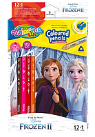Кольорові олівці Frozen 13 кольорів + стругачка, Colorino