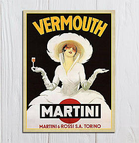 Декоративна металева табличка для інтер`єру Martini Vermouth RESTEQ 20*30см