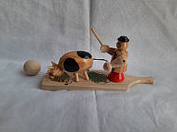 Подвижная игрушка деревянная гуцол с коровой