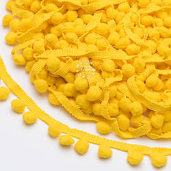 Тасьма з рідкими помпонами 10 мм яскраво-жовтого кольору