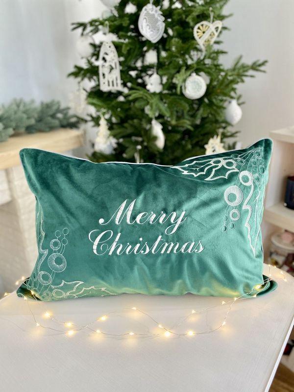 Новорічна наволочка Merry Christmas 42х65 см, оксамитова срібло