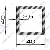 Труба алюмінієва 40х40х2.5 мм без покриття