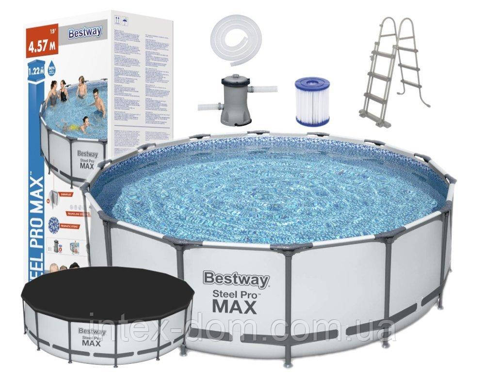 Каркасний басейн Bestway 5612X (427х122 см) (3028 л/год, драбина, тент)
