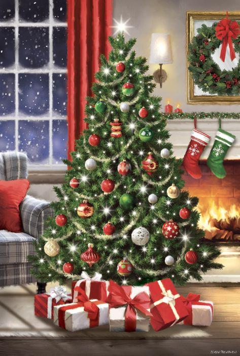 Алмазна мозаїка Новорічна ялинка DMF-419 (30 x 45 см) на підрамнику, фото 1