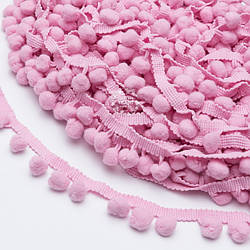 Тасьма з рідкими помпонами 10 мм рожево-лілового кольору