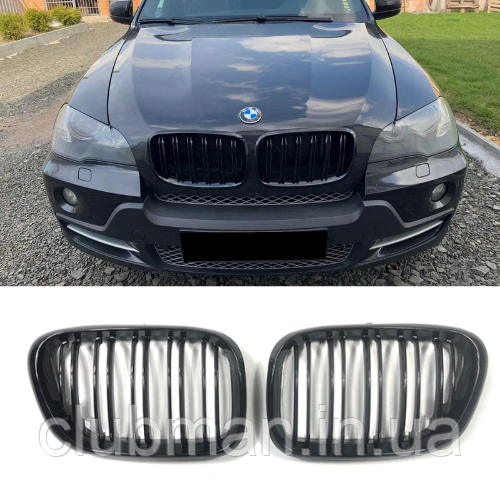 Решітка ноздрі радіатора BMW (БМВ) X5 series E53 (1999 - 2003) Глянець 2 ребра