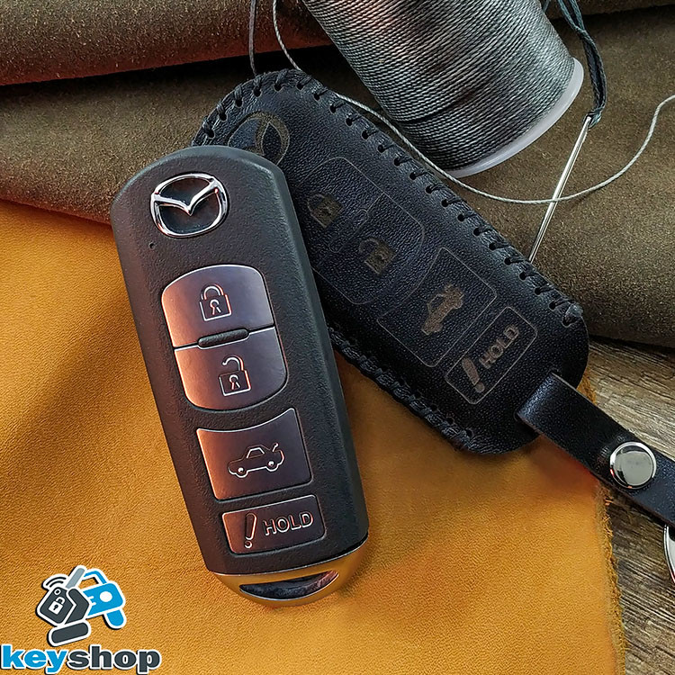 Чехол ключа Mazda (Мазда) натуральная кожа, черный (ручная работа) - фото 3 - id-p1494910637