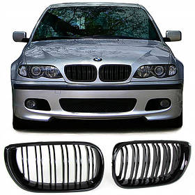 Решітка ноздрі BMW (БМВ) 3 series E46 LCI (2002-2005) Глянець 2 ребра