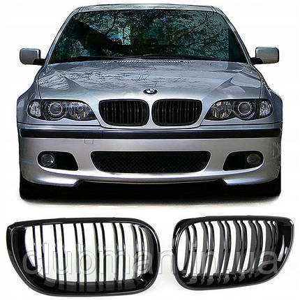 Решітка радіатора BMW (БМВ) 3 series E46 LCI (2002-2005) Глянець 2 ребра, фото 2