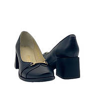 Жіночі туфлі на підборах 5 см із натуральної шкіри чорного кольору “Style Shoes”, фото 2