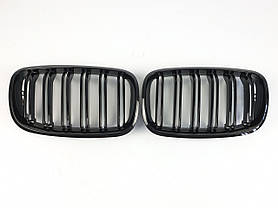 Решітка ноздрі BMW (БМВ) X5 X6 series E70 E71 (2006 - 2013) Глянець 2 ребра, фото 5