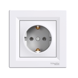 Розетка шнайдер з заземленням Schneider-Electric Asfora білий EPH2900121
