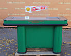 Касовий бокс із вузьким накопичувачем 150х110 см., лівий, зелений, з грошовим ящиком, Б/у, фото 3