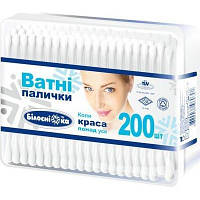 Ватні палички "Білосніжка" у прямокутній уп 200 шт