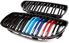 Решітка ноздрі BMW (БМВ) 3 series Е90 Е91 LCI (2009-2012) Глянець 2 ребра M-color, фото 4